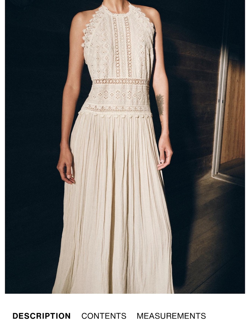 Zara Boho Lace Halter Maxi Dress - Cream. Small NWT